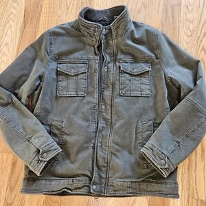 Levi's Green Military Field Jacket with Stand-up Collar